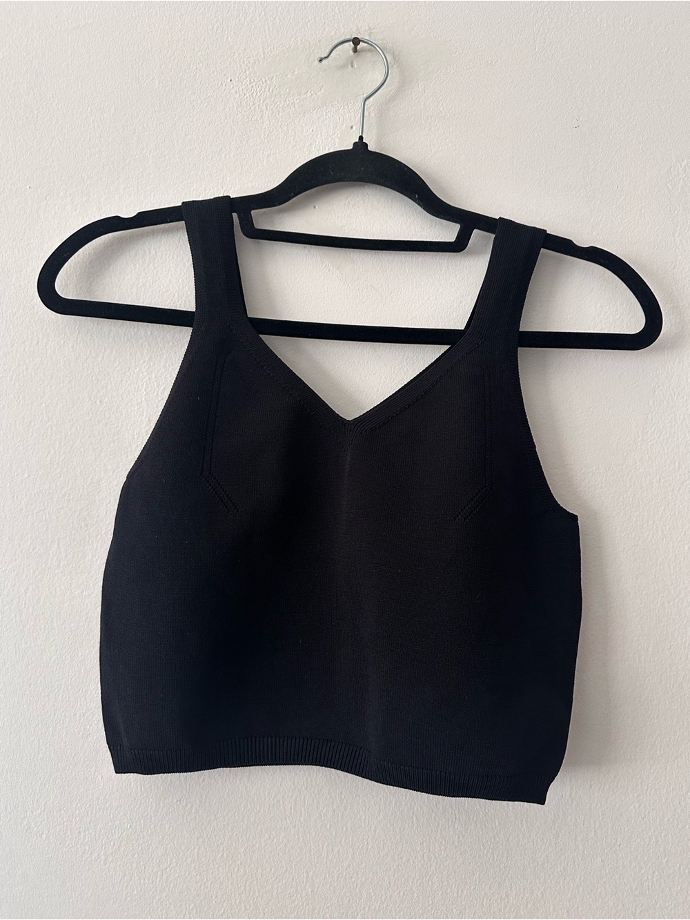 Top Shop Cropped Tank Top Black Knit size 6